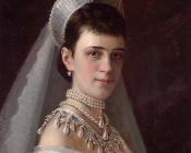 伊凡 尼古拉耶维奇 克拉姆斯柯依 : Portrait of Empress Maria Fyodorovna in a Head Dress Decorated with Pearls